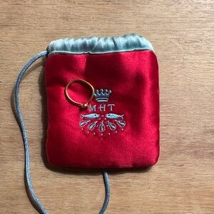 MARIE-HELENE DE TAILLAC TANZANITE & YELLOW GOLD RING AND POUCH